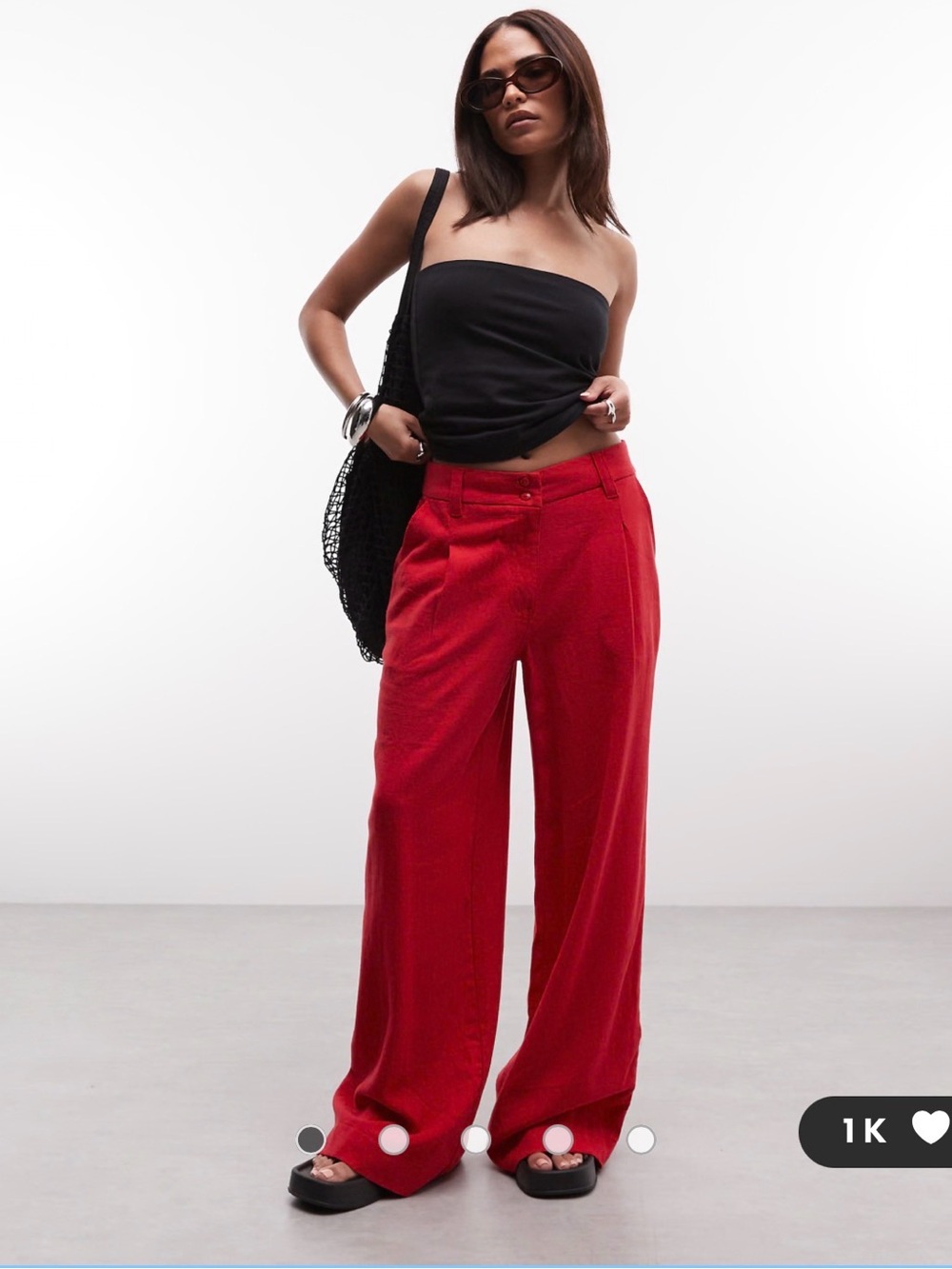 ASOS Petite Red Wide-Leg Trousers